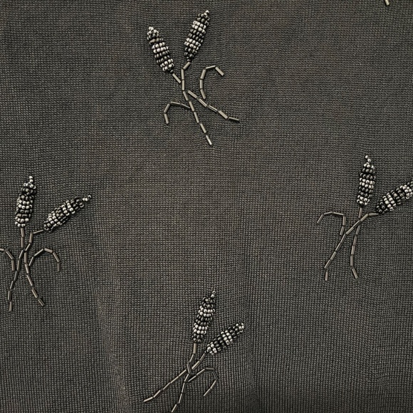 Debbie Shuchat Montreal Designer Hand Beaded Vintage Black Top 3/4 Length Sleeve - Picture 5 of 9